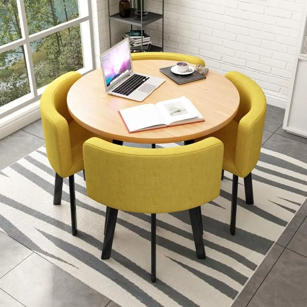 4-Piece Dining Set: Modern Conference Room Table with Comfortable Chairs for Home or Office Use
4-Piece Dining Set: Modern Conference Room Table with Comfortable Chairs for Home or Office Use