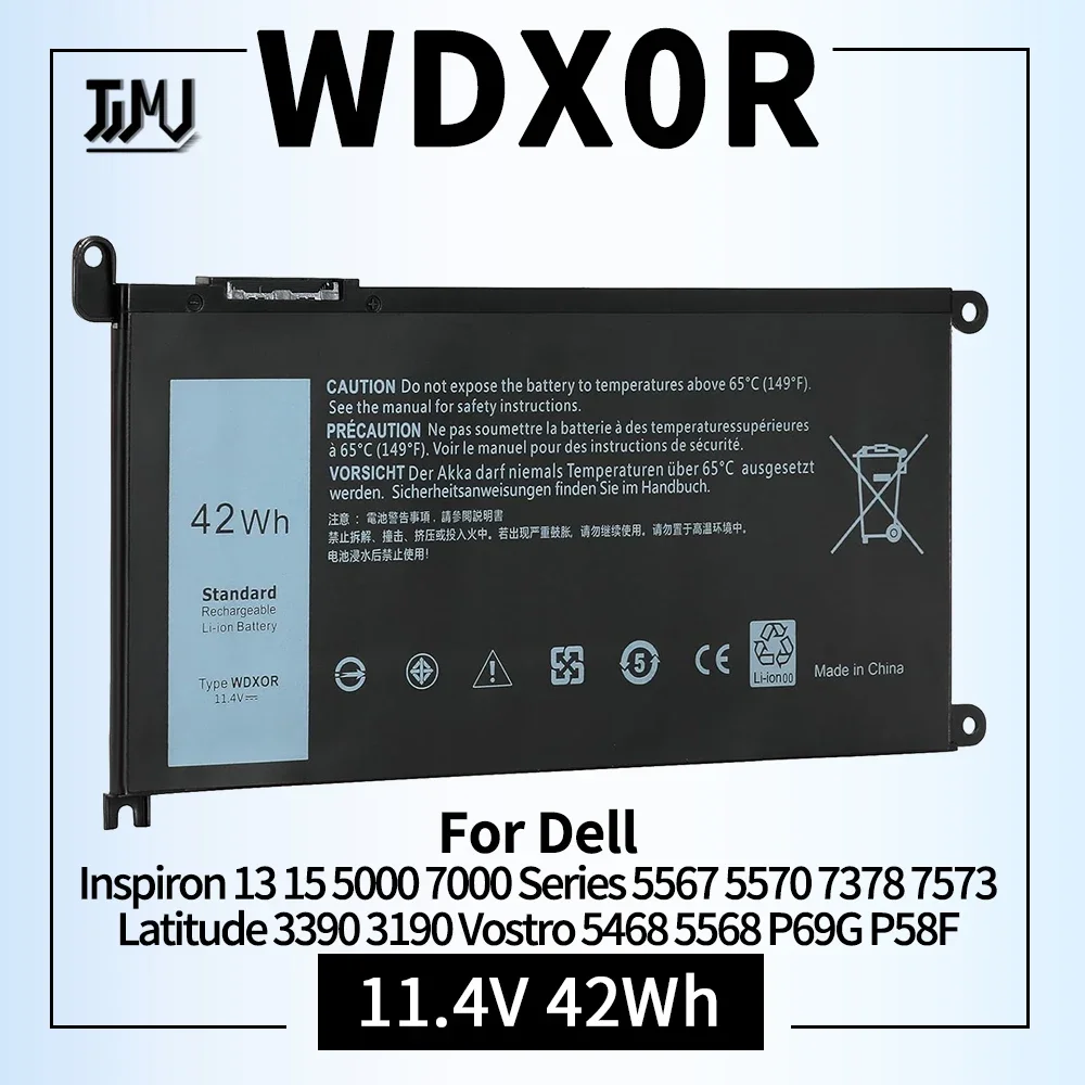 42WH WDX0R Laptop Battery for Dell Inspiron 13 15 5000 7000 Series 5567 5570 7378 5379 5378 Latitude 3390 3190 Vostro 5468 WDXOR
42WH WDX0R Laptop Battery for Dell Inspiron 13 15 5000 7000 Series 5567 5570 7378 5379 5378 Latitude 3390 3190 Vostro 5468 WDXOR