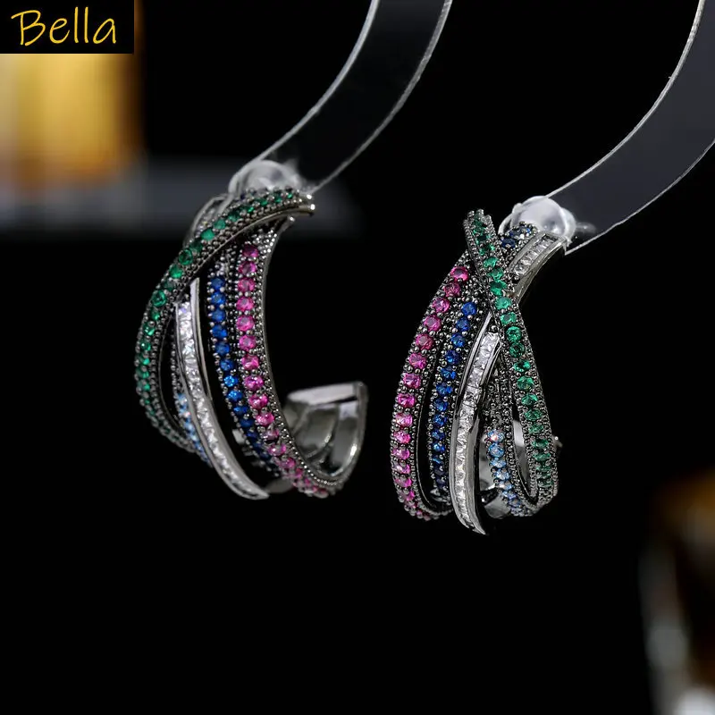 blue white colorful zirconia hoop earrings C shape shiny silver color circle earrings women dinner party daily wear jewelry
blue white colorful zirconia hoop earrings C shape shiny silver color circle earrings women dinner party daily wear jewelry