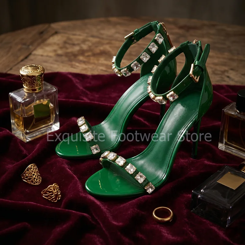 Sexy Square Rhinestone Women's Sandals Elegant Green Patent Leather Stiletto High Heels Ankle Strap Evening Party Shoes Big Size
Sexy Square Rhinestone Women's Sandals Elegant Green Patent Leather Stiletto High Heels Ankle Strap Evening Party Shoes Big Size