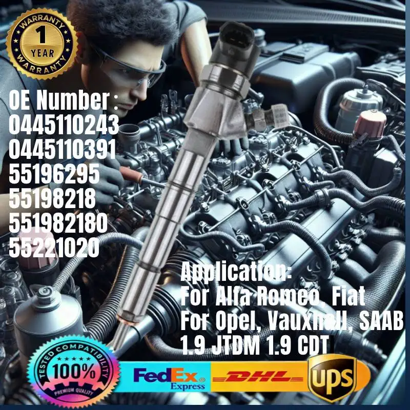 0445110243 0986435104 55196295 55198218 55221020 Common Rail Fuel Injector for Alfa Romeo Opel Vauxall Fiat Saab 1.9 JTD Engine
0445110243 0986435104 55196295 55198218 55221020 Common Rail Fuel Injector for Alfa Romeo Opel Vauxall Fiat Saab 1.9 JTD Engine