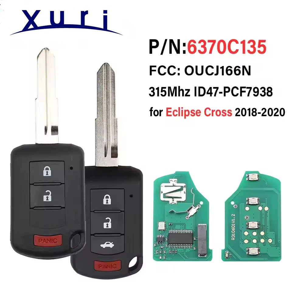 Xuri P/N: 6370C135 Дистанционный автомобильный брелок 315 МГц ID47 2 + 1/3 + 1 кнопка для Mitsubishi Eclipse Cross 2018-2020 OUCJ166N 850G-J116N
Xuri P/N: 6370C135 Дистанционный автомобильный брелок 315 МГц ID47 2 + 1/3 + 1 кнопка для Mitsubishi Eclipse Cross 2018-2020 OUCJ166N 850G-J116N