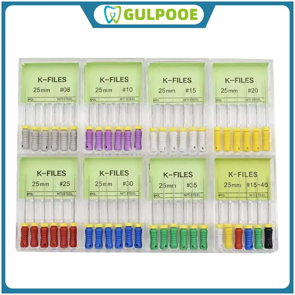 GULPOOE 6 Pcs/Box Dental K Files Endo Flexibility Endodontic File Root Canal Stainless Steel Endodontic Instruments Odontologia
GULPOOE 6 Pcs/Box Dental K Files Endo Flexibility Endodontic File Root Canal Stainless Steel Endodontic Instruments Odontologia