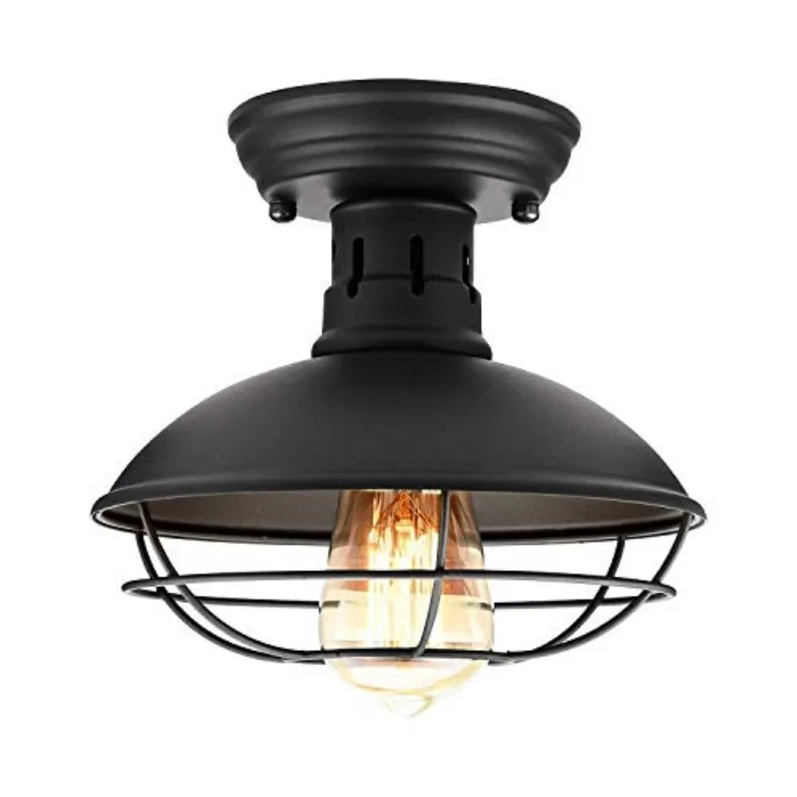 Farmhouse Flush Mount Ceiling Light - Easric Industrial Ceiling Light Fixture Rustic Black Metal Cage Close to Ceiling Lamp E26
Farmhouse Flush Mount Ceiling Light - Easric Industrial Ceiling Light Fixture Rustic Black Metal Cage Close to Ceiling Lamp E26