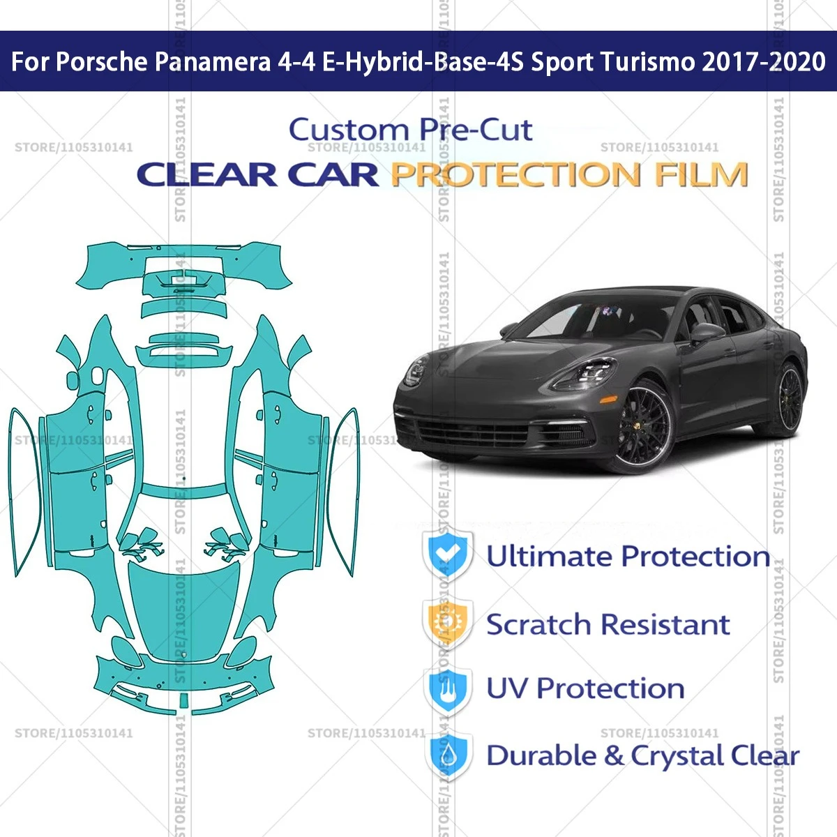 For Porsche Panamera 4-4 E-Hybrid-Base-4S Sport Turismo 2017-2020 Pre-Cut Paint Protection Film PPF Transparent Car Film
For Porsche Panamera 4-4 E-Hybrid-Base-4S Sport Turismo 2017-2020 Pre-Cut Paint Protection Film PPF Transparent Car Film