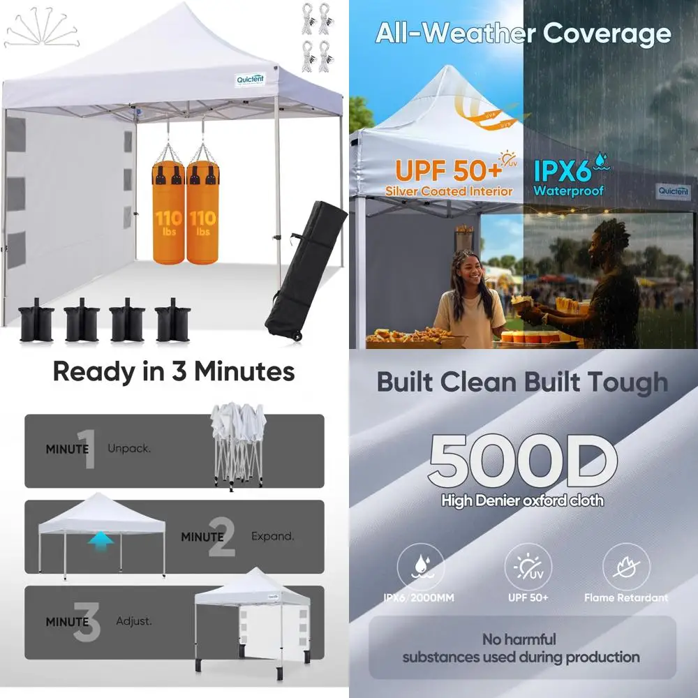 Heavy Duty 10x10 Pop Up Canopy Tent - Waterproof, Easy Setup, 11ft Interior Height, Commercial Outdoor Canopies, Ideal for Event
Heavy Duty 10x10 Pop Up Canopy Tent - Waterproof, Easy Setup, 11ft Interior Height, Commercial Outdoor Canopies, Ideal for Event