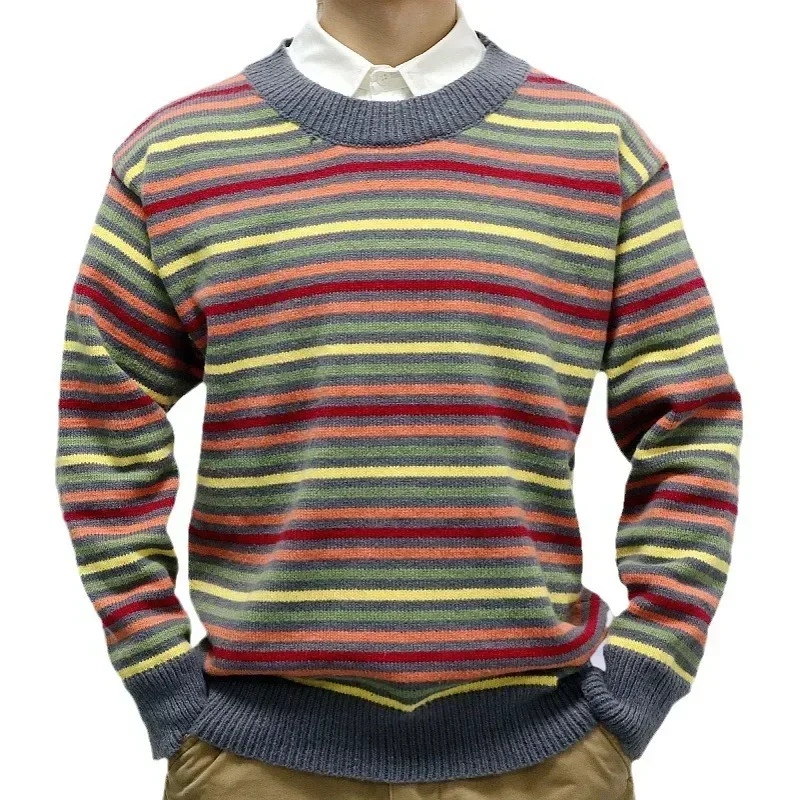 2024 Autumn Winter rainbow striped Sweaters O-Neck Casual Slim Men's Knitted Pullovers Thick Warm knitwear Fashion Euro pullover
2024 Autumn Winter rainbow striped Sweaters O-Neck Casual Slim Men's Knitted Pullovers Thick Warm knitwear Fashion Euro pullover