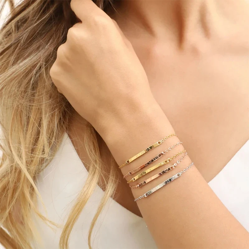 Custom Engraved Name Bracelet for Women Personalized Stainless Steel Charm Bracelet Stylish Bangle Jewelry Valentine’s Day Gift
Custom Engraved Name Bracelet for Women Personalized Stainless Steel Charm Bracelet Stylish Bangle Jewelry Valentine’s Day Gift