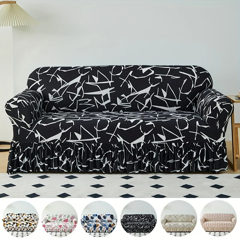 Stretchable Milk Silk Sofa Cover With Skirt - Modern Printed Design, Elastic Fit For All Seasons, Includes Non-Slip Fixing Rod -
Stretchable Milk Silk Sofa Cover With Skirt - Modern Printed Design, Elastic Fit For All Seasons, Includes Non-Slip Fixing Rod -