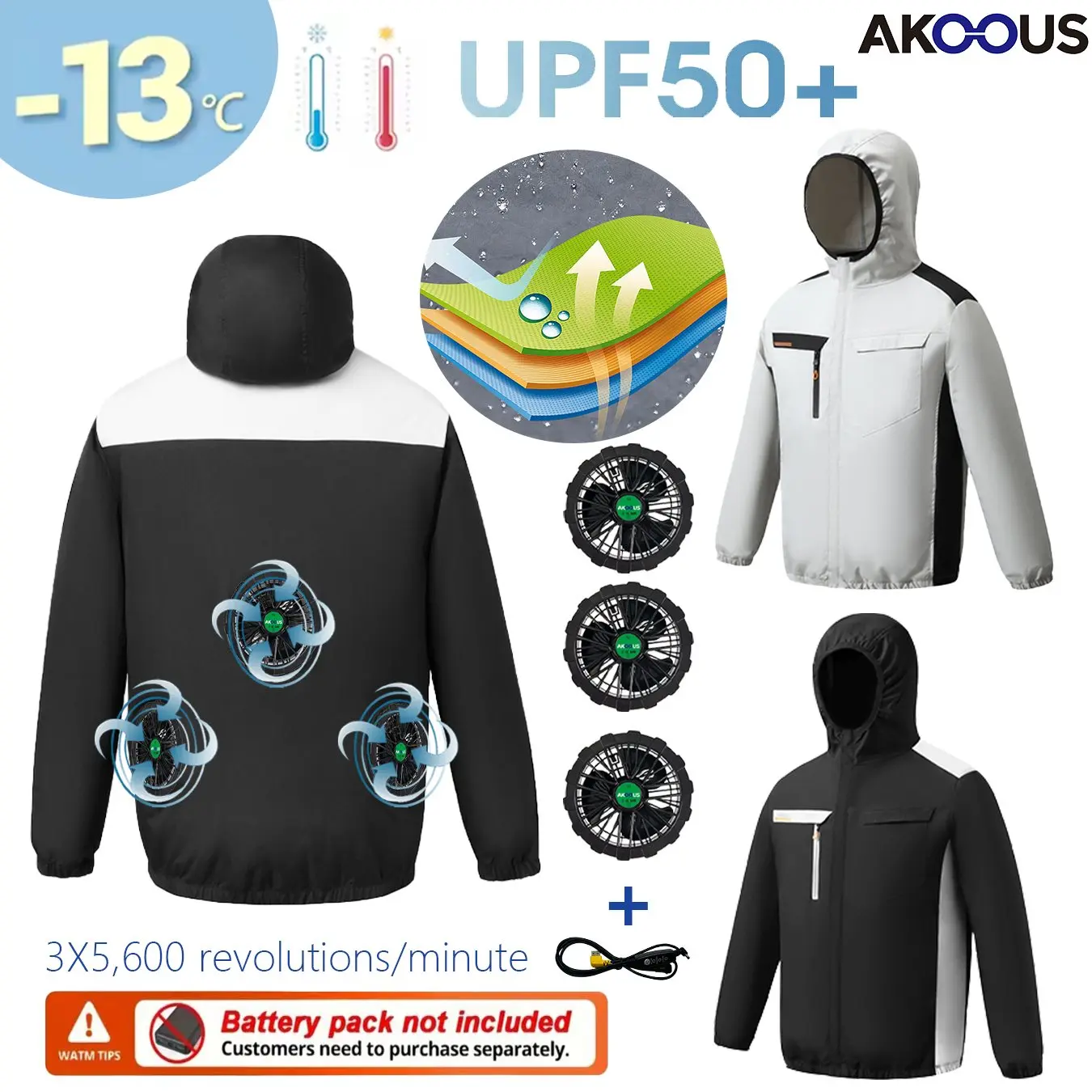 USB Men Women Cooling Fan Jacket 3 Fans Design Summer Hot Weather Refrigeration Air Conditioned Coat Outdoor Fishing Work Jacket
USB Men Women Cooling Fan Jacket 3 Fans Design Summer Hot Weather Refrigeration Air Conditioned Coat Outdoor Fishing Work Jacket