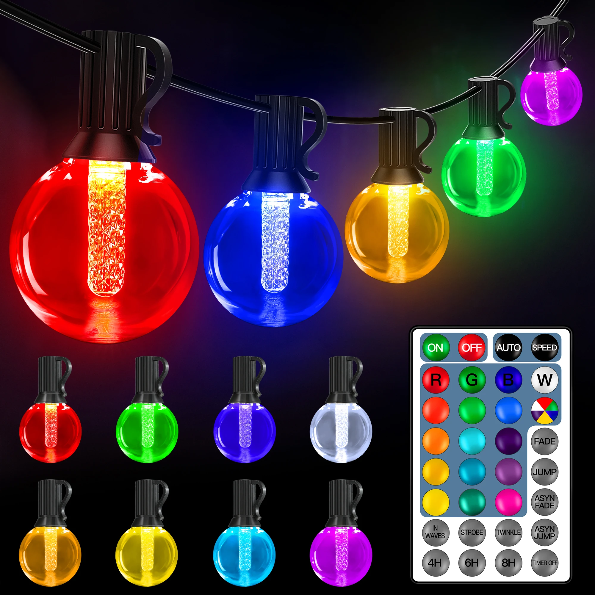 Ollny Outdoor Lights 30FT RGBW, Waterproof G40 String Light with 20 Edison+1 Spare, Plug in Remote Fairy Light for Wedding Party
Ollny Outdoor Lights 30FT RGBW, Waterproof G40 String Light with 20 Edison+1 Spare, Plug in Remote Fairy Light for Wedding Party