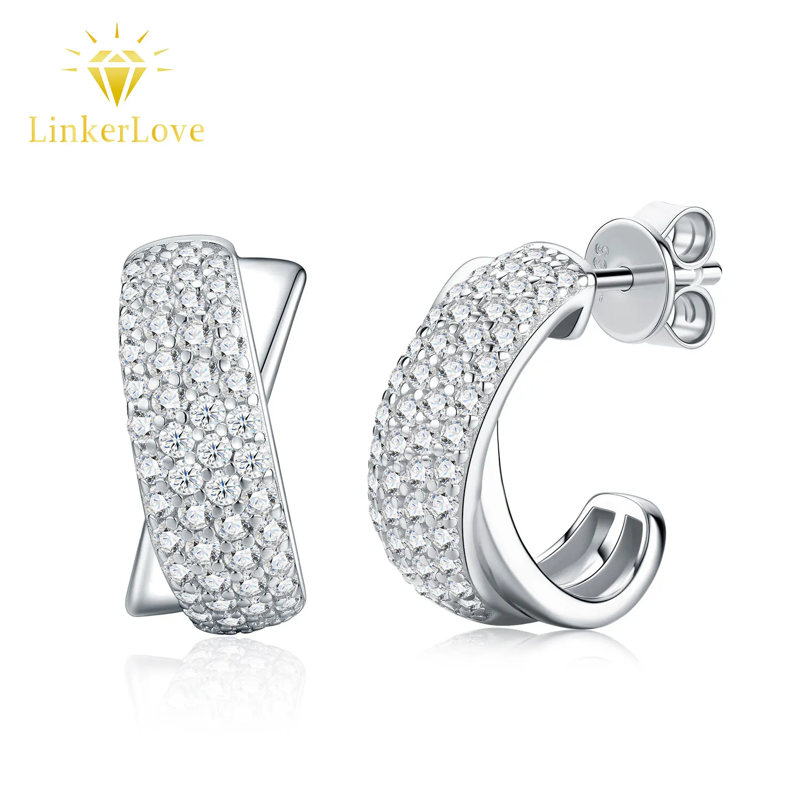 LinkerLove 925 Sterling Silver Moissanite X Shape Earrings Crisscross Design Stud Earrings for Women Hypoallergenic Jewelry Gift
LinkerLove 925 Sterling Silver Moissanite X Shape Earrings Crisscross Design Stud Earrings for Women Hypoallergenic Jewelry Gift