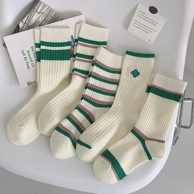 Four-Leaf Clover Green Series Socks for Women Spring & Fall Stripesd Embroidered Mid-Calf Socks Sports Casual Stockings
Four-Leaf Clover Green Series Socks for Women Spring & Fall Stripesd Embroidered Mid-Calf Socks Sports Casual Stockings