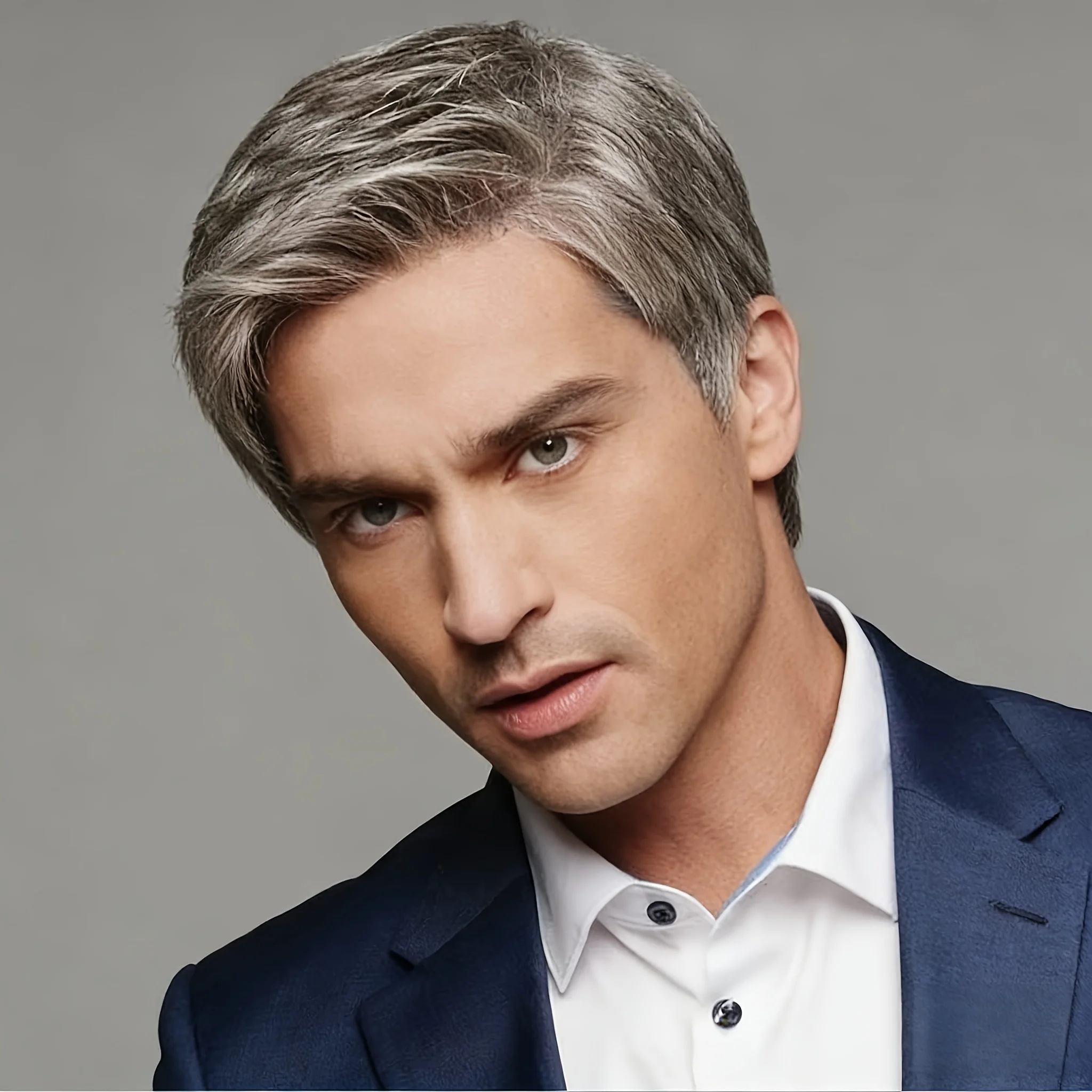lver Gray Gradient Men's Short Hair Synthetic Wig, Natural Texture Styling, Youthful Look for Daily Commute, Easy to Maintain
lver Gray Gradient Men's Short Hair Synthetic Wig, Natural Texture Styling, Youthful Look for Daily Commute, Easy to Maintain