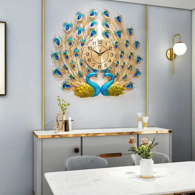 Aesthetic Wall Clock Luxury Large Peacock Office Livingroom Nordic Wall Adhesive Clock Metal Decoration Murale Room Decoration
Aesthetic Wall Clock Luxury Large Peacock Office Livingroom Nordic Wall Adhesive Clock Metal Decoration Murale Room Decoration