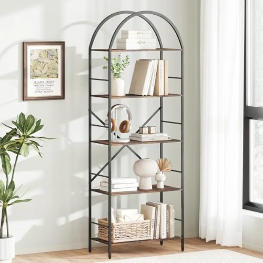 Arched Tall Bookshelf 5 Tier Narrow Bookcase Display Stand Book Shelf Wide Bookshelves with 4 Hooks for Living Room Home Office
Arched Tall Bookshelf 5 Tier Narrow Bookcase Display Stand Book Shelf Wide Bookshelves with 4 Hooks for Living Room Home Office