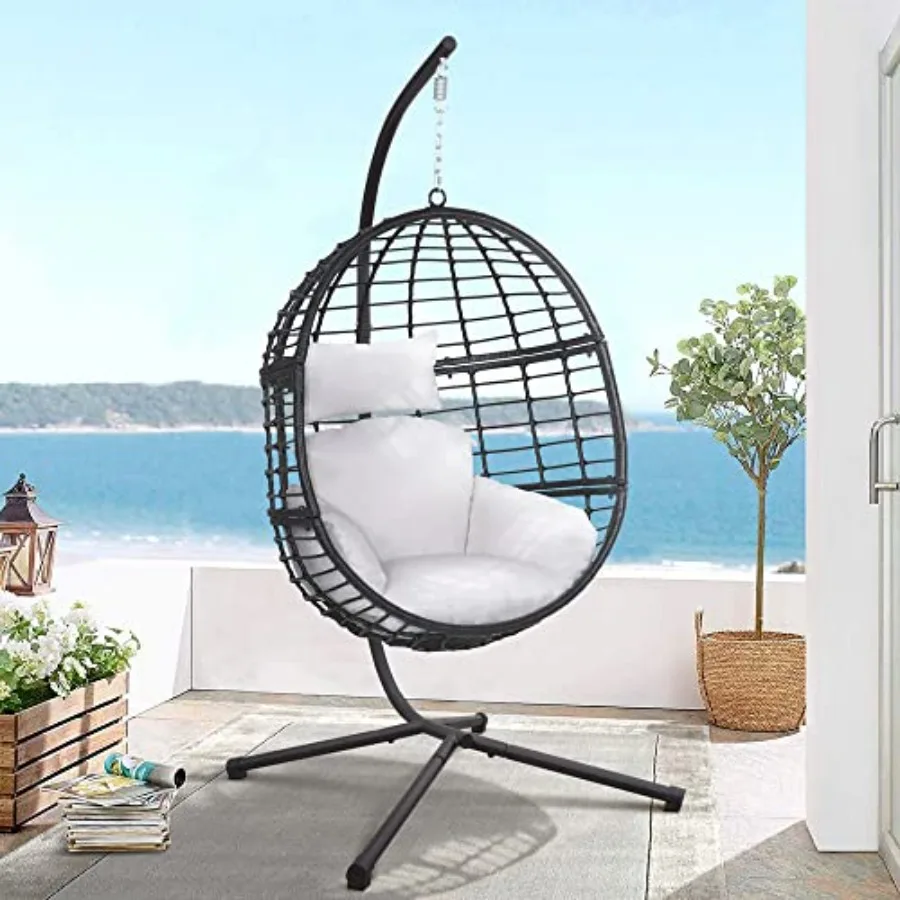 Hanging Egg Chair with Stand for Indoor Outdoor Bedroom Patio Garden, White Polyester Fabric, Lightweight Durable Design
Hanging Egg Chair with Stand for Indoor Outdoor Bedroom Patio Garden, White Polyester Fabric, Lightweight Durable Design