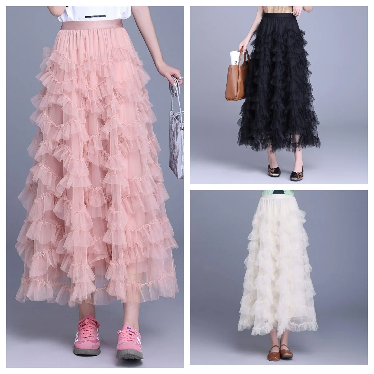 Kawaii Fairycore Pink Soft Sheer Tulle Tiered Ruffle Cake Skirt Women Elastic High Waist A Line Maxi Casual Party Streetwear
Kawaii Fairycore Pink Soft Sheer Tulle Tiered Ruffle Cake Skirt Women Elastic High Waist A Line Maxi Casual Party Streetwear