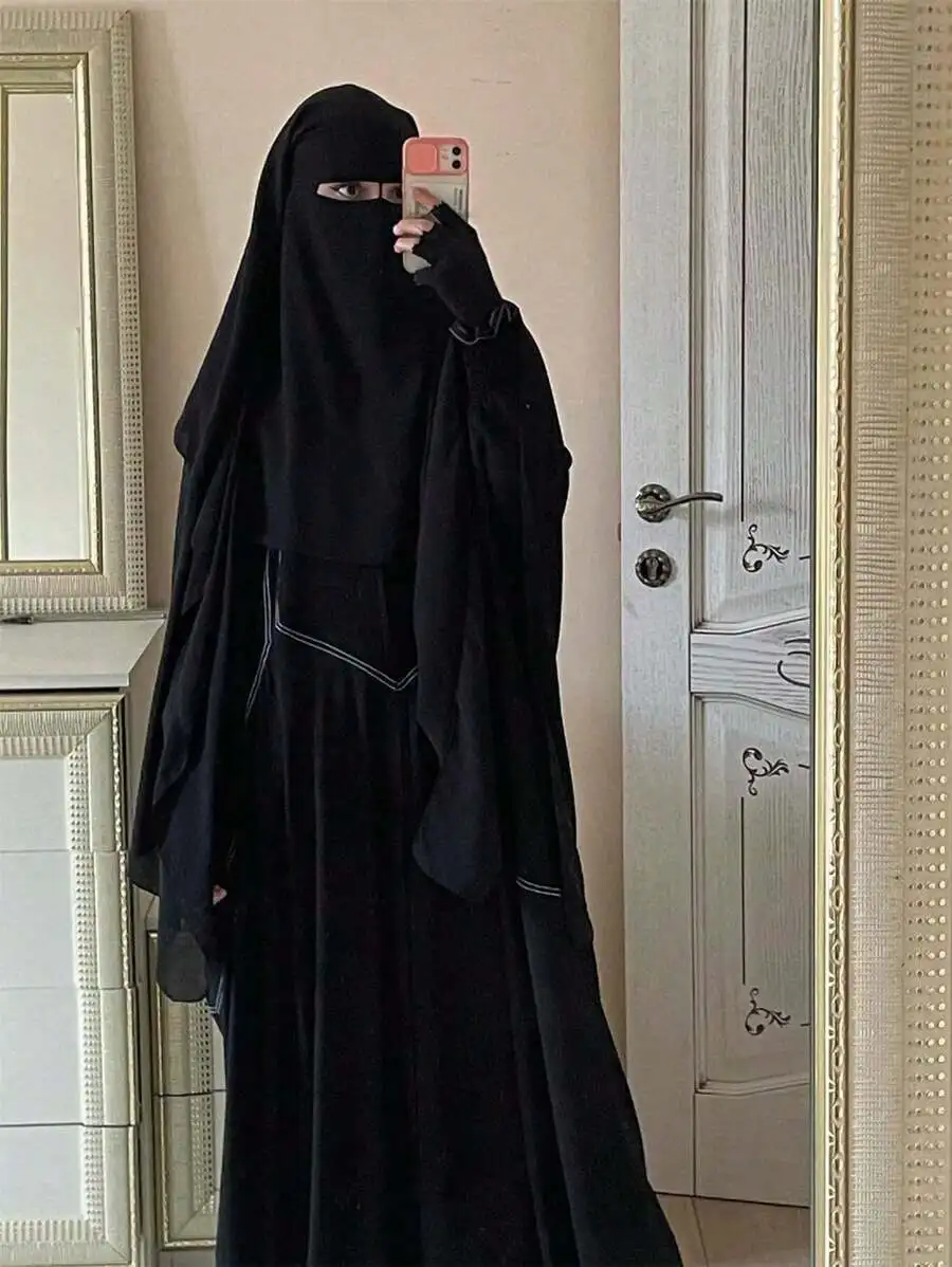 Black Solid Polyester Chiffon Hijab Abaya Set Casual Modest Veil Cover Up
Black Solid Polyester Chiffon Hijab Abaya Set Casual Modest Veil Cover Up