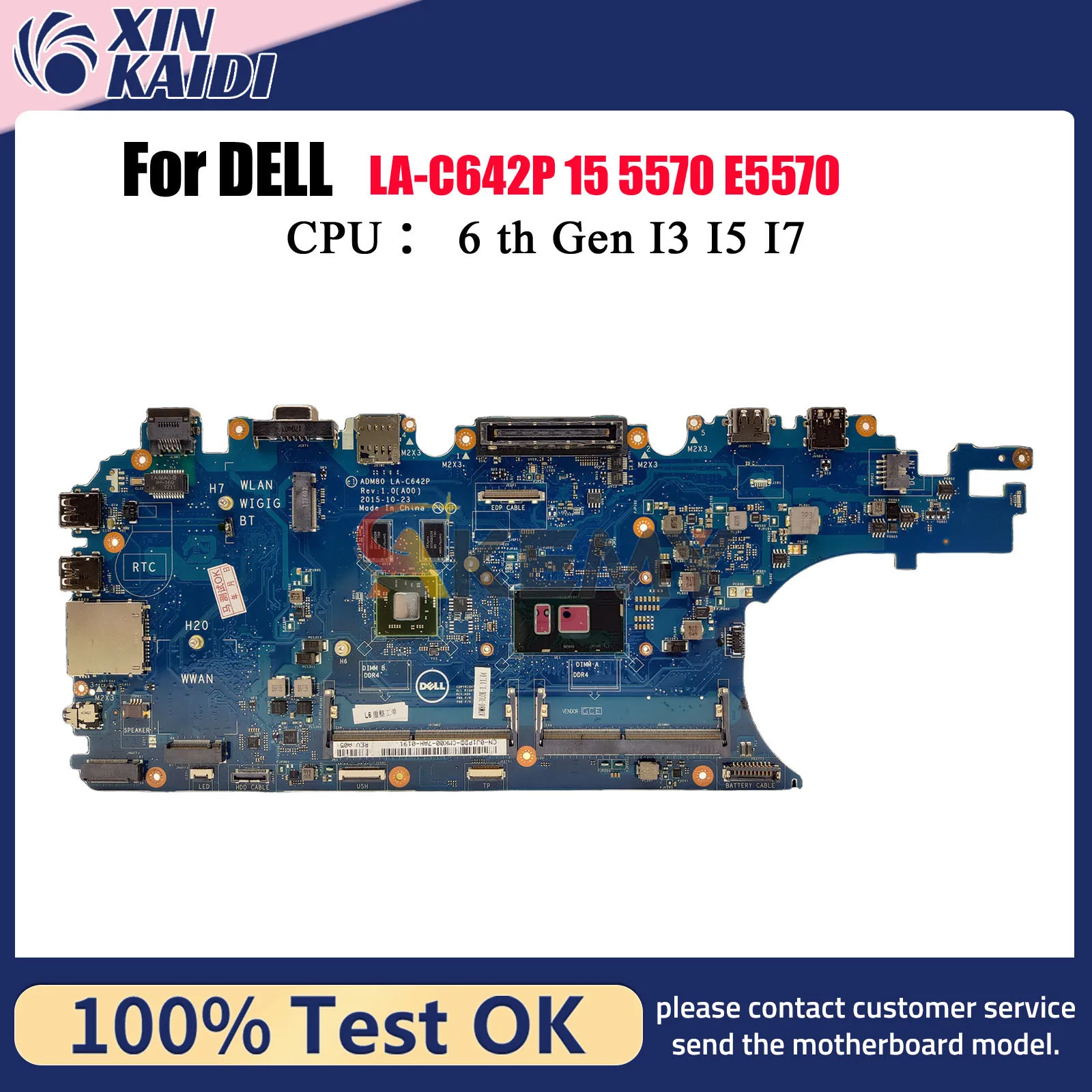 For Dell Latitude 15 5570 E5570 Laptop Motherboard ADP80 LA-C642P with GPU CN-0J1PDD CN-0GVKV9 GVKV9 100% Fully Tested
For Dell Latitude 15 5570 E5570 Laptop Motherboard ADP80 LA-C642P with GPU CN-0J1PDD CN-0GVKV9 GVKV9 100% Fully Tested