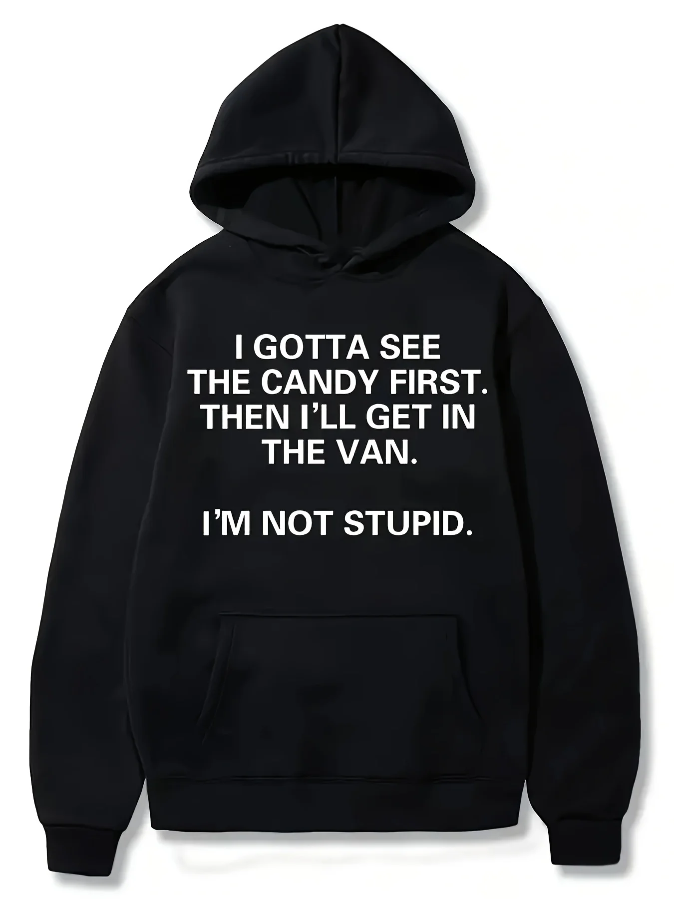 Men's black patterned hooded sweatshirt with kangaroo pockets - "I have to check the candies first" funny printed pullover shirt
Men's black patterned hooded sweatshirt with kangaroo pockets - "I have to check the candies first" funny printed pullover shirt