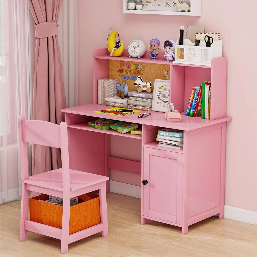 Kids Desk with Hutch and Storage or 3-8 Years Old, Wooden Kids Table with Cork Board, Pink Children Study Desk and Chair Set or
Kids Desk with Hutch and Storage or 3-8 Years Old, Wooden Kids Table with Cork Board, Pink Children Study Desk and Chair Set or