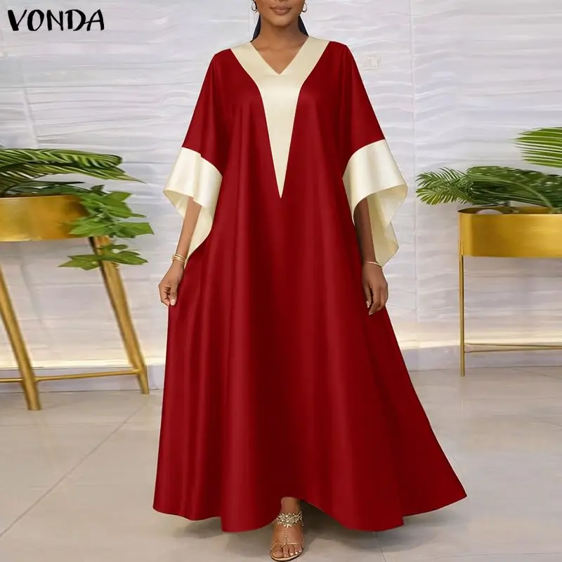 VONDA Women Plus Size Dresses L-5XL Elegant Patchwork Loose V Neck Vestidos 3/4 Sleeve Summer Autumn Long Dresses OL Work Party
VONDA Women Plus Size Dresses L-5XL Elegant Patchwork Loose V Neck Vestidos 3/4 Sleeve Summer Autumn Long Dresses OL Work Party