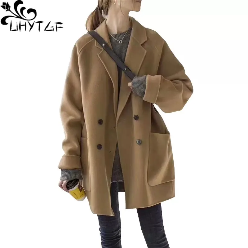 UHYTGF Korean Fashion Autumn Winter Woolen Coat Women's Double-Breasted Casual Short Jacket Female Elegant Ladies Clothes 243
UHYTGF Korean Fashion Autumn Winter Woolen Coat Women's Double-Breasted Casual Short Jacket Female Elegant Ladies Clothes 243
