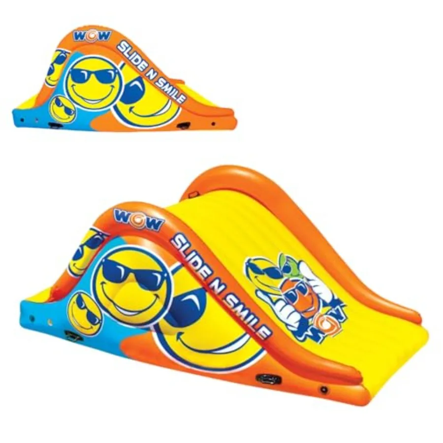 Giant Inflatable Floating Water Slide for pool parties - PVC material - bright yellow and orange - dual-lane 9 ft design with h
Giant Inflatable Floating Water Slide for pool parties - PVC material - bright yellow and orange - dual-lane 9 ft design with h