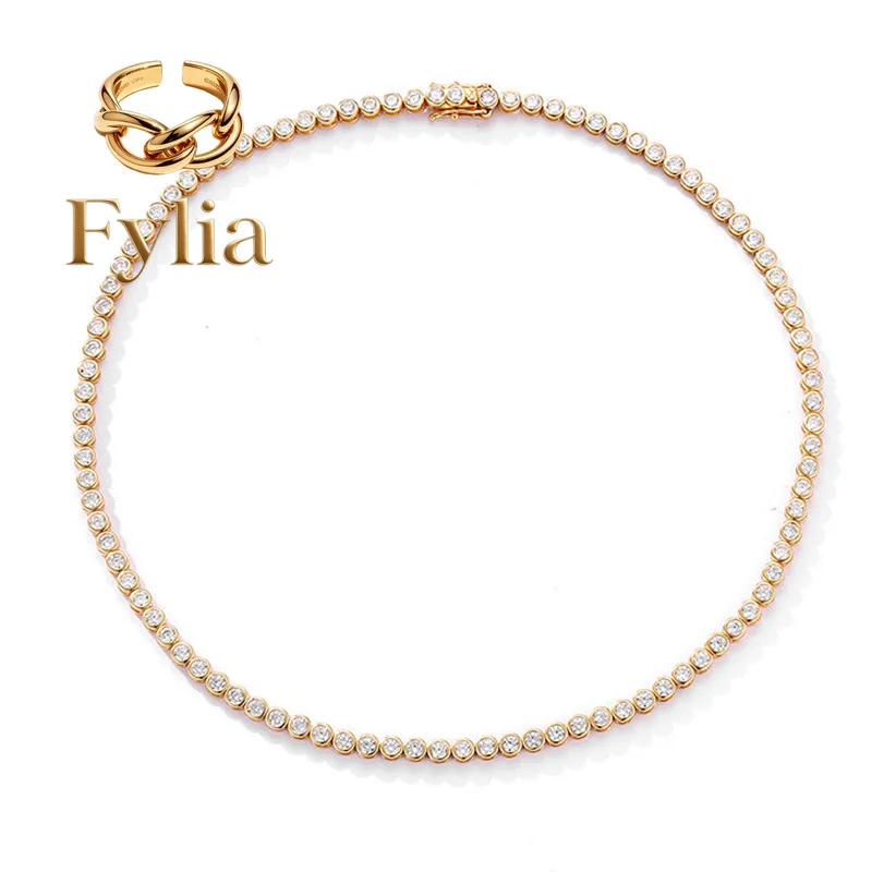 Fylia Jewelry Luxury Solid Platinum PT950 18K gold Women's 3mm Moissanite Diamond Necklace Full Diamond Simple Necklace
Fylia Jewelry Luxury Solid Platinum PT950 18K gold Women's 3mm Moissanite Diamond Necklace Full Diamond Simple Necklace