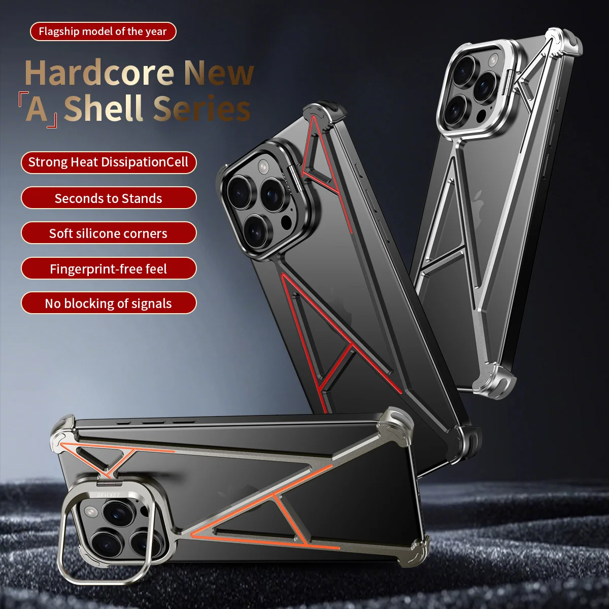 Luxury Metal Holder Phone Case For IPhone 14/15/16 Pro Max Heat Dissipation Shockproof Cell Bumper Frameless Phone Cover
Luxury Metal Holder Phone Case For IPhone 14/15/16 Pro Max Heat Dissipation Shockproof Cell Bumper Frameless Phone Cover