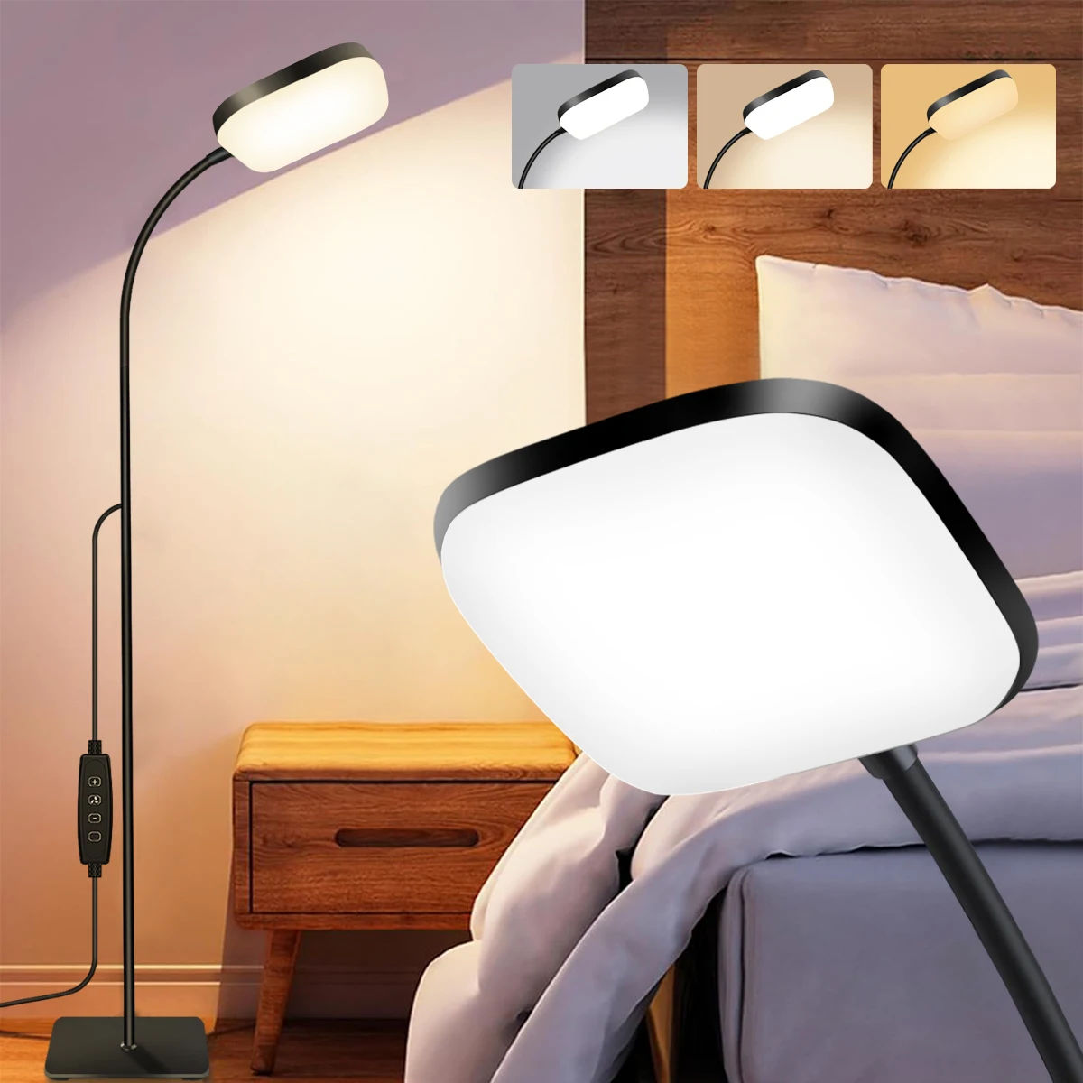 LED Floor Lamp 2-in-1 Convertible Floor Desk Lamp 360° Adjustable Gooseneck 3 Color Temperatures 10 Brightness Level For Bedroom
LED Floor Lamp 2-in-1 Convertible Floor Desk Lamp 360° Adjustable Gooseneck 3 Color Temperatures 10 Brightness Level For Bedroom