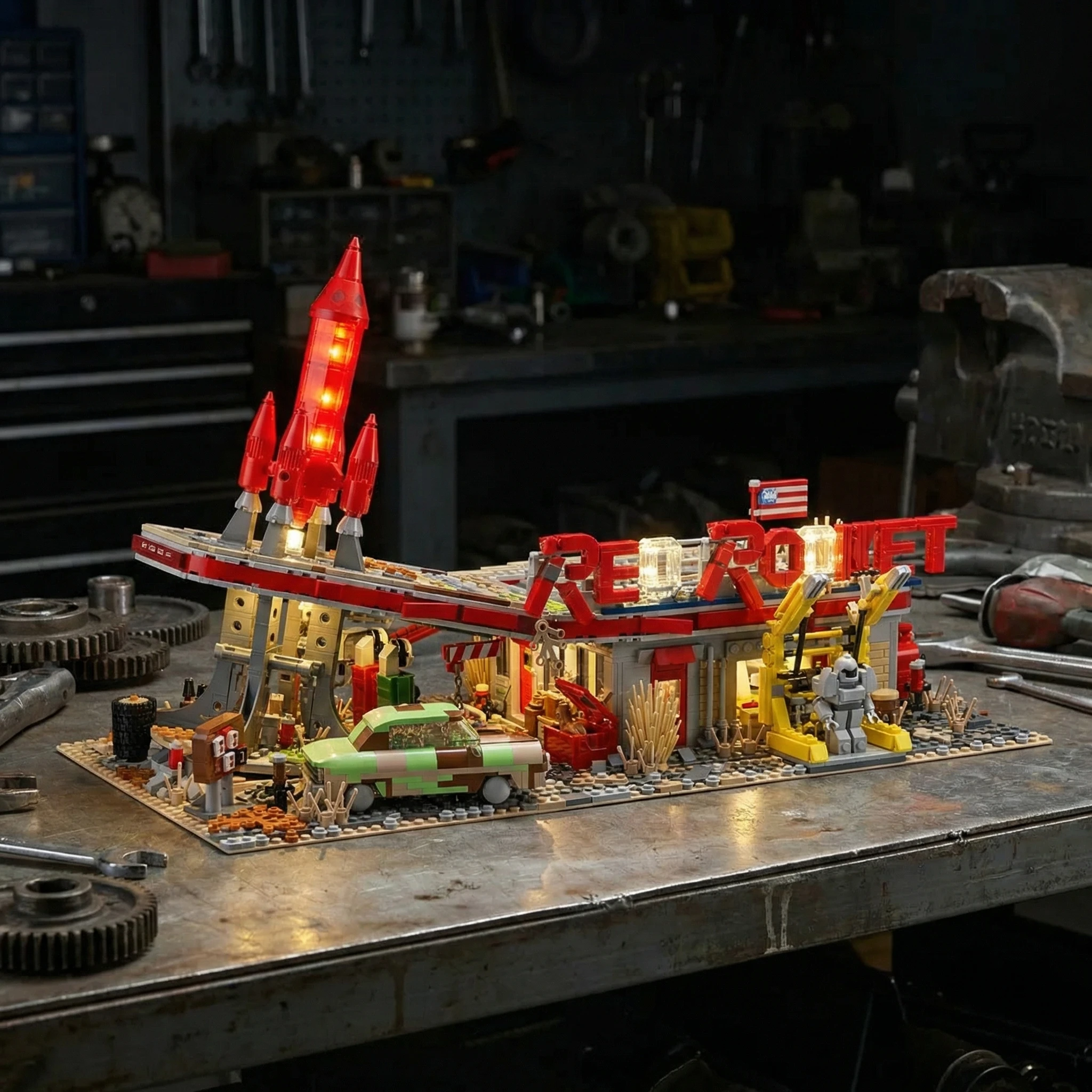 2447PCS Red Rocket Restaurant Building Blocks Set Post-Apocalyptic Wasteland Model With LED Light Toy Creative Gift for Adults
2447PCS Red Rocket Restaurant Building Blocks Set Post-Apocalyptic Wasteland Model With LED Light Toy Creative Gift for Adults