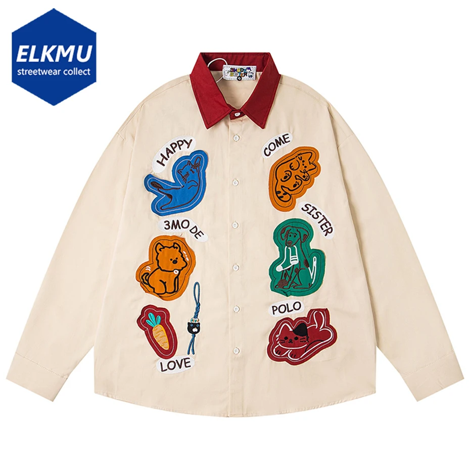 Рубашки с забавным рисунком кота, японские винтажные рубашки большого размера в стиле Харадзюку, повседневные свободные блузки с длинными рукавами на пуговицах, мужские рубашки 
Рубашки с забавным рисунком кота, японские винтажные рубашки большого размера в стиле Харадзюку, повседневные свободные блузки с длинными рукавами на пуговицах, мужские рубашки