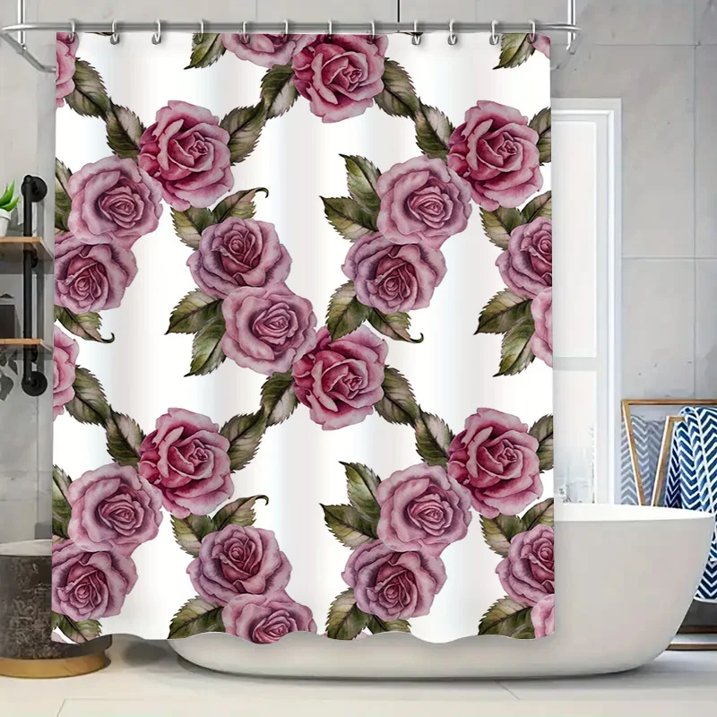 Artistic Floral Shower Curtain Pink Rose Design for Bathroom Decor Privacy Protection Waterproof Fabric with Hooks Set (Size72x8
Artistic Floral Shower Curtain Pink Rose Design for Bathroom Decor Privacy Protection Waterproof Fabric with Hooks Set (Size72x8