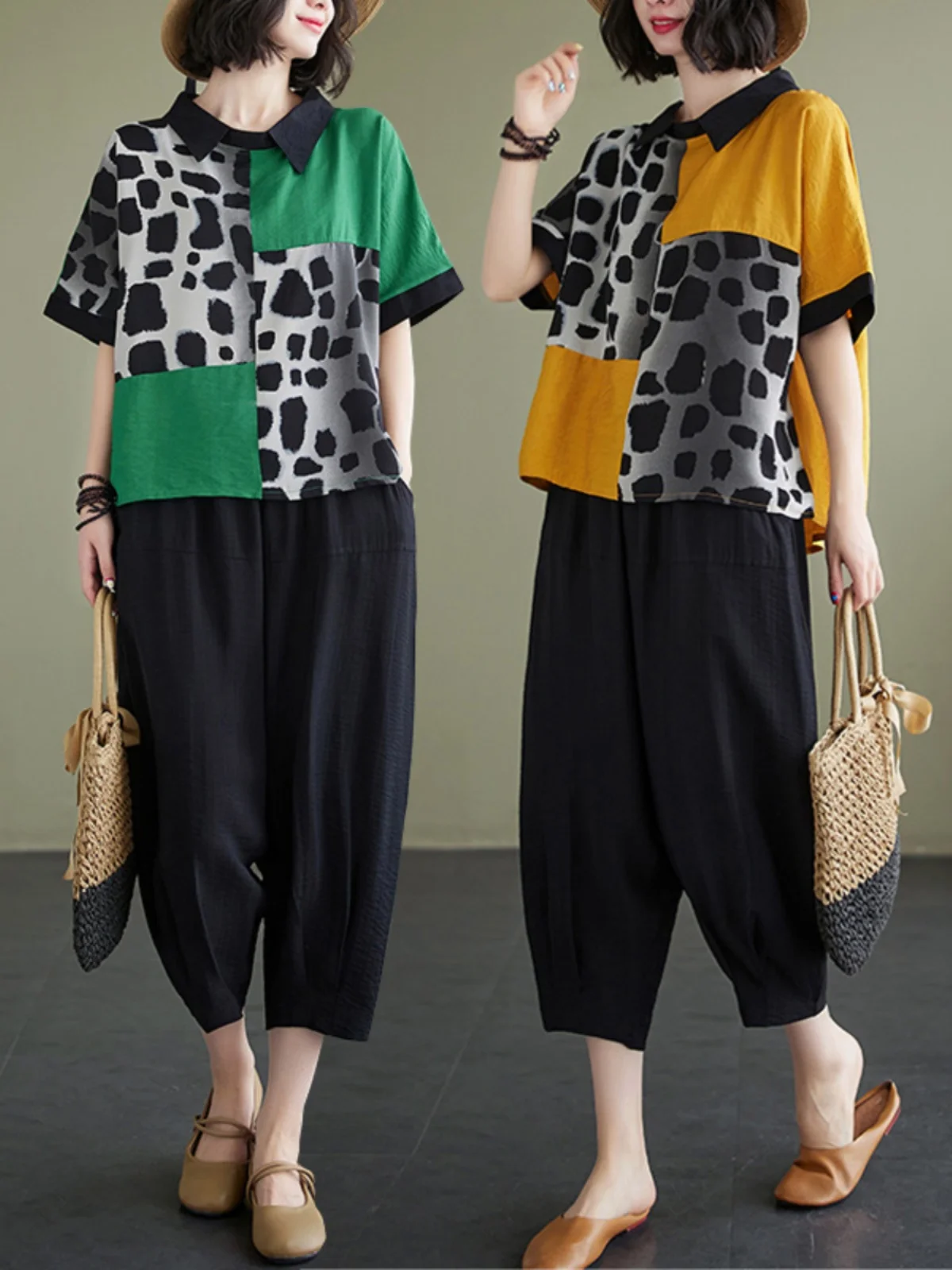 Summer New Loose Cotton Linen Patchwork Artistic Style Wide Leg Pants Two Piece Set Elastic Waist Top Bottoms for Petite Women
Summer New Loose Cotton Linen Patchwork Artistic Style Wide Leg Pants Two Piece Set Elastic Waist Top Bottoms for Petite Women