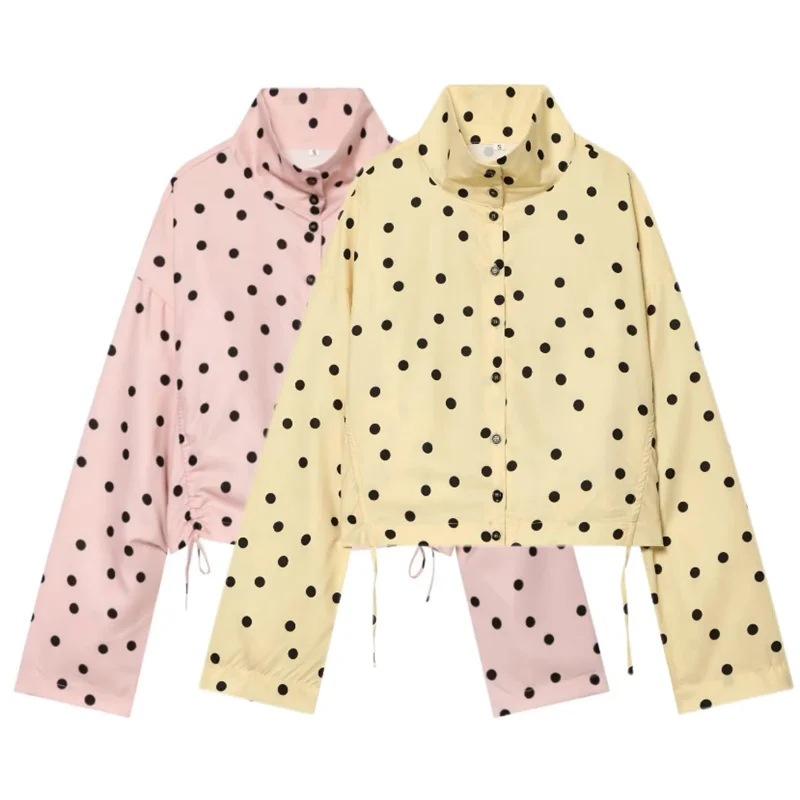 New stylish pleated polka dot coat, casual and versatile, elegant temperament
New stylish pleated polka dot coat, casual and versatile, elegant temperament