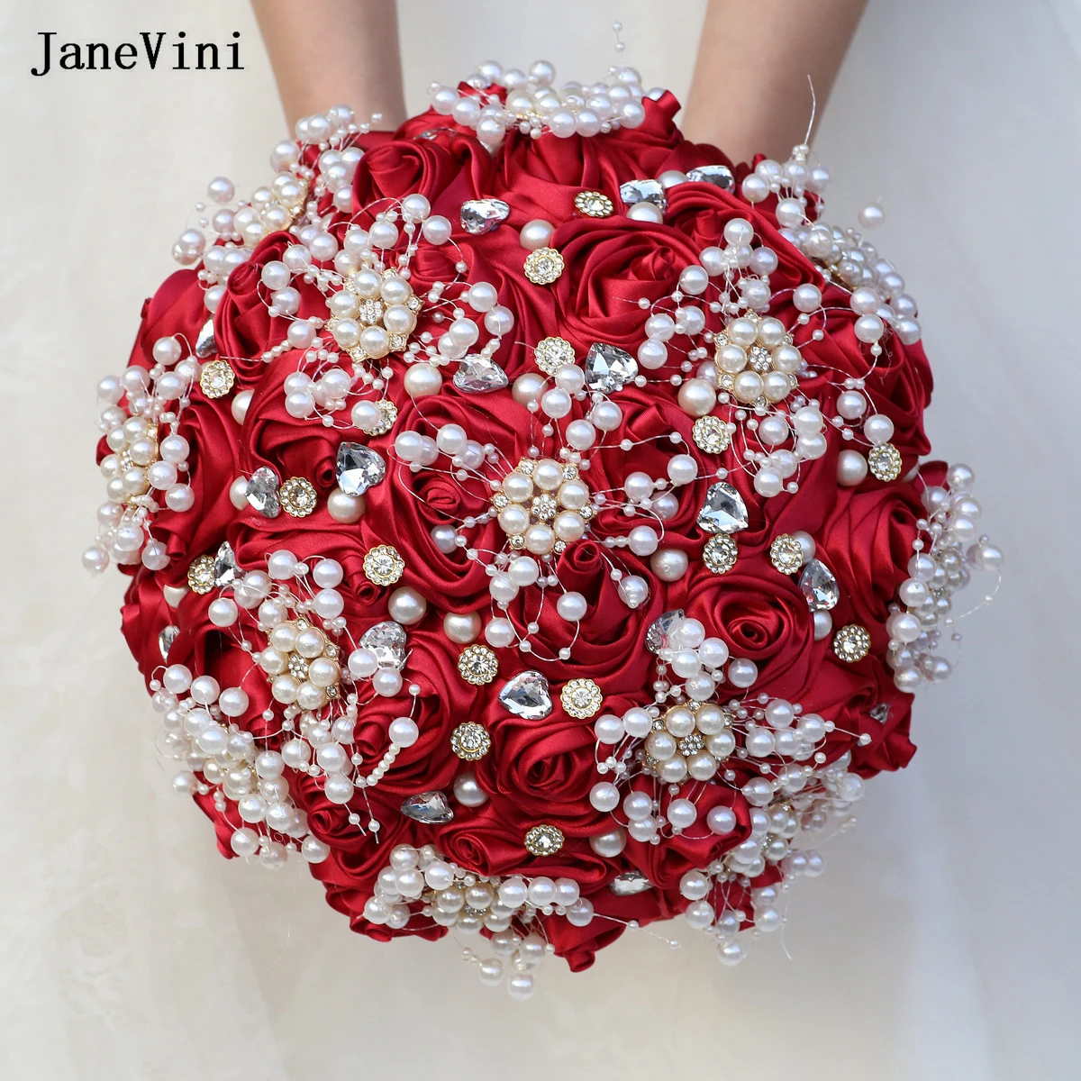 JaneVini Customized Burgundy Bride Bouquet Flowers Bling Diamond Pearls Handmade Satin Roses Bridal Bouquets Wedding Accessories
JaneVini Customized Burgundy Bride Bouquet Flowers Bling Diamond Pearls Handmade Satin Roses Bridal Bouquets Wedding Accessories