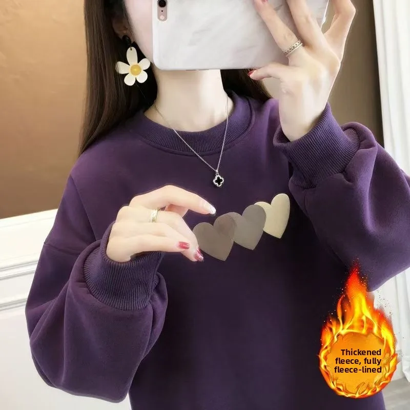 Fashionable Thickened Letter Print Hoodie Women's Casual Sweatshirt Spring Autumn Winter Loose Slimming Fleece-lined Streetwear
Fashionable Thickened Letter Print Hoodie Women's Casual Sweatshirt Spring Autumn Winter Loose Slimming Fleece-lined Streetwear