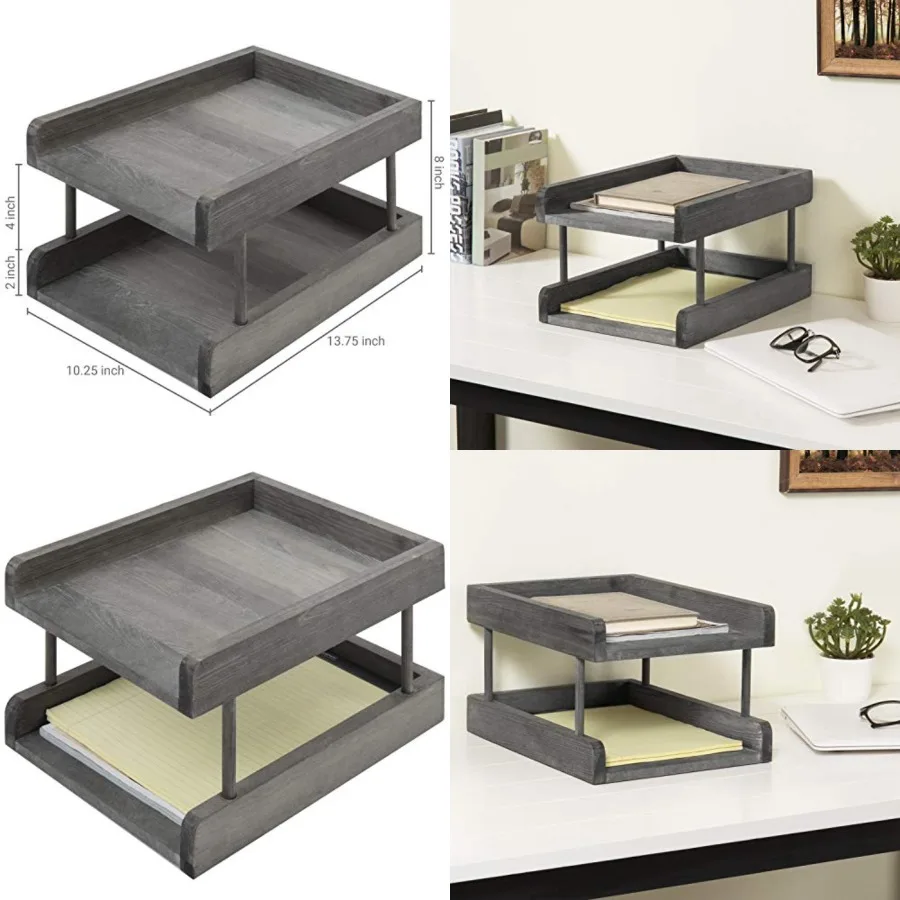 2-Tier Wood Paper File Organizer in and Out Tray/Office Desktop Document Holder Rack
2-Tier Wood Paper File Organizer in and Out Tray/Office Desktop Document Holder Rack