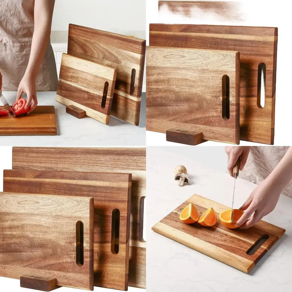 Acacia Wood 3-Piece Kitchen Cutting Board Set with Handles, Thick Butcher Block Trays for Meat, Fruits, Vegetables, and Cheese
Acacia Wood 3-Piece Kitchen Cutting Board Set with Handles, Thick Butcher Block Trays for Meat, Fruits, Vegetables, and Cheese