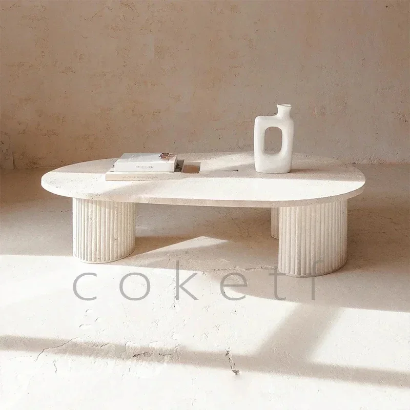 Wabi Sand Wind Designer Villa Model Room Living Room Special-shaped Natural Roman Travertine Marble Coffee Table
Wabi Sand Wind Designer Villa Model Room Living Room Special-shaped Natural Roman Travertine Marble Coffee Table