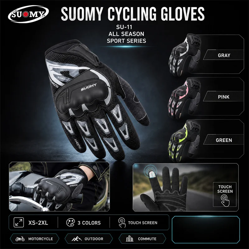 Suomy Summer Breathable Mesh Full Finger Motorcycle Gloves Touchscreen Anti-fall for Men Women Motocross Dirt Bike Racing Glove
Suomy Summer Breathable Mesh Full Finger Motorcycle Gloves Touchscreen Anti-fall for Men Women Motocross Dirt Bike Racing Glove