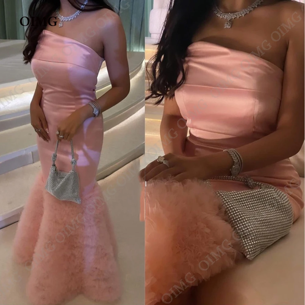 OIMG Elegant Pink Strapless Formal Dress Women for Wedding Party Arabic Dubai Evening Dresses Tiered Strapless Satin Prom Gowns
OIMG Elegant Pink Strapless Formal Dress Women for Wedding Party Arabic Dubai Evening Dresses Tiered Strapless Satin Prom Gowns