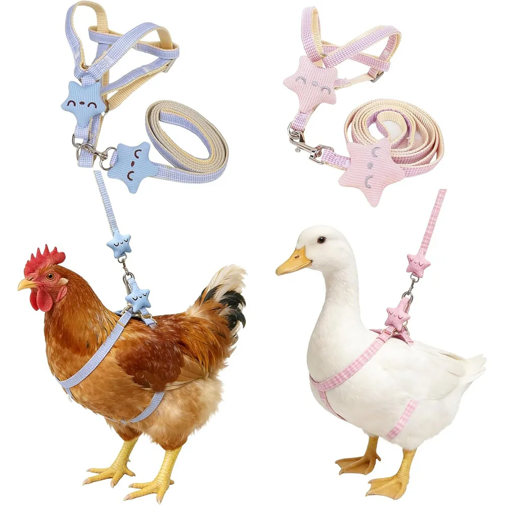 Pink&Blue Adjustable Chicken Harness Leash Set, Easy Wear Star Vest, Duck Harness for Duck Goose(2Pcs)
Pink&Blue Adjustable Chicken Harness Leash Set, Easy Wear Star Vest, Duck Harness for Duck Goose(2Pcs)