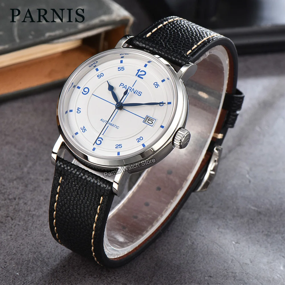 Parnis 40mm Sapphire Crystal Japan NH35 Automatic Men Mechanical Watch 5ATM White Dial Blue Marks
Parnis 40mm Sapphire Crystal Japan NH35 Automatic Men Mechanical Watch 5ATM White Dial Blue Marks