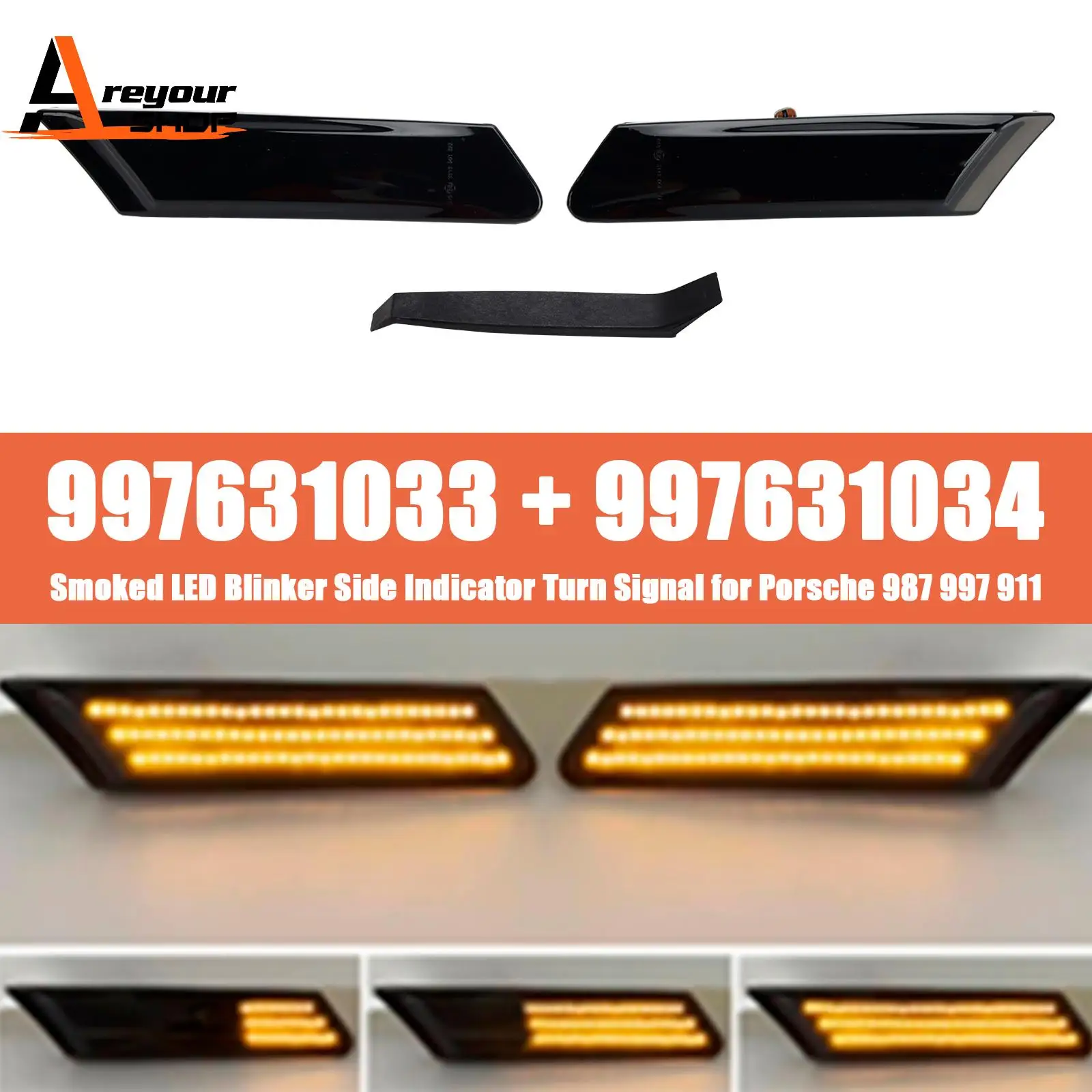 Areyourshop Smoked LED Blinker Side Indicator Turn Signal for Porsche 987 997 911
Areyourshop Smoked LED Blinker Side Indicator Turn Signal for Porsche 987 997 911