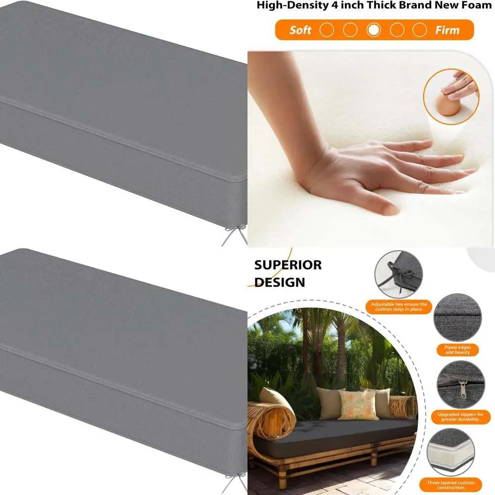 Medium Gray Loveseat Cushion, 59x18x4, Water-Resistant Outdoor Sofa Pad with Straps
Medium Gray Loveseat Cushion, 59x18x4, Water-Resistant Outdoor Sofa Pad with Straps