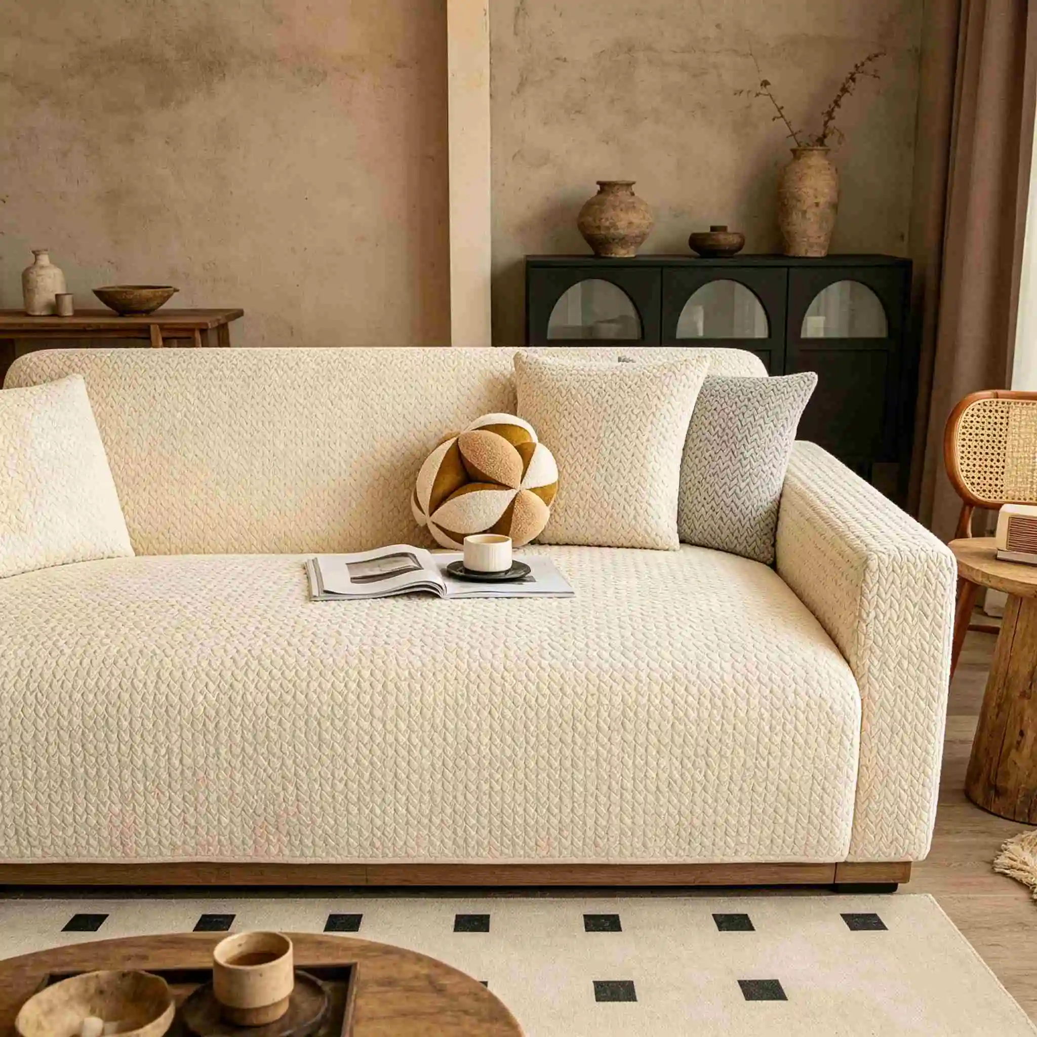 Sofa Cover with Line Pattern Suitable for All Seasons High Elasticity Machine Washable Fully Covered, and Anti-slip Cover Cloth
Sofa Cover with Line Pattern Suitable for All Seasons High Elasticity Machine Washable Fully Covered, and Anti-slip Cover Cloth