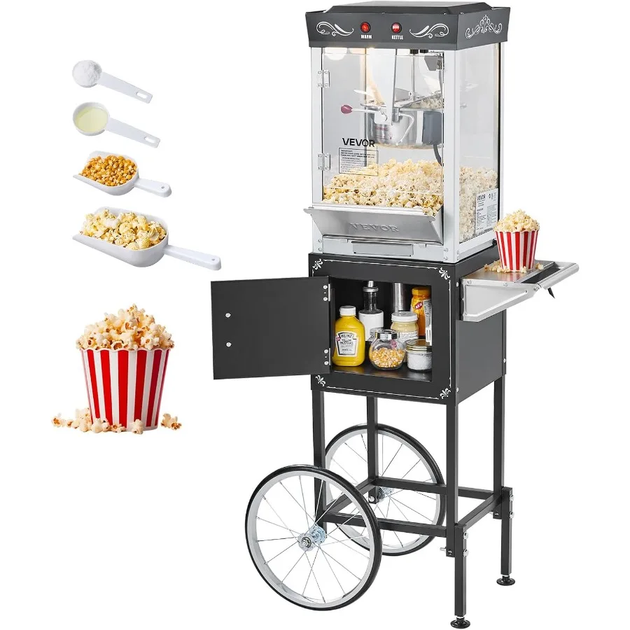 Popcorn Machine with Cart 8oz Stainless Steel Kettle 800W Commercial Popcorn Maker 48 Cups per Batch Theater Style Popper with
Popcorn Machine with Cart 8oz Stainless Steel Kettle 800W Commercial Popcorn Maker 48 Cups per Batch Theater Style Popper with